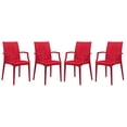 thumbnail image 1 of LeisureMod Dining Arm Chair in Polypropylene with Weave Design Lightweight and Stackable Indoor and Outdoor Use for Modern Home, Patio, Backyard, Living Room Mace Collection Set of 4, 1 of 9