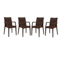 thumbnail image 1 of LeisureMod Dining Arm Chair in Polypropylene with Weave Design Lightweight and Stackable Indoor and Outdoor Use for Modern Home, Patio, Backyard, Living Room Mace Collection Set of 4, 1 of 9
