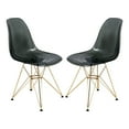 thumbnail image 1 of LeisureMod Dining Chair in Acrylic with Gold Chrome Eiffel Base and Curved Back Design Lightweight Easy Assembly for Modern Home, Kitchen, Cafes Cresco Collection in Transparent Black Set of 2, 1 of 8