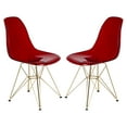 thumbnail image 1 of LeisureMod Dining Chair in Acrylic with Gold Chrome Eiffel Base and Curved Back Design Lightweight Easy Assembly for Modern Home, Kitchen, Cafes Cresco Collection in Transparent Red Set of 2, 1 of 9