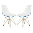 thumbnail image 1 of LeisureMod Dining Chair in Acrylic with Gold Chrome Eiffel Base and Curved Back Design Lightweight Easy Assembly for Modern Home, Kitchen, Cafes Cresco Collection in White Blue Set of 2, 1 of 9
