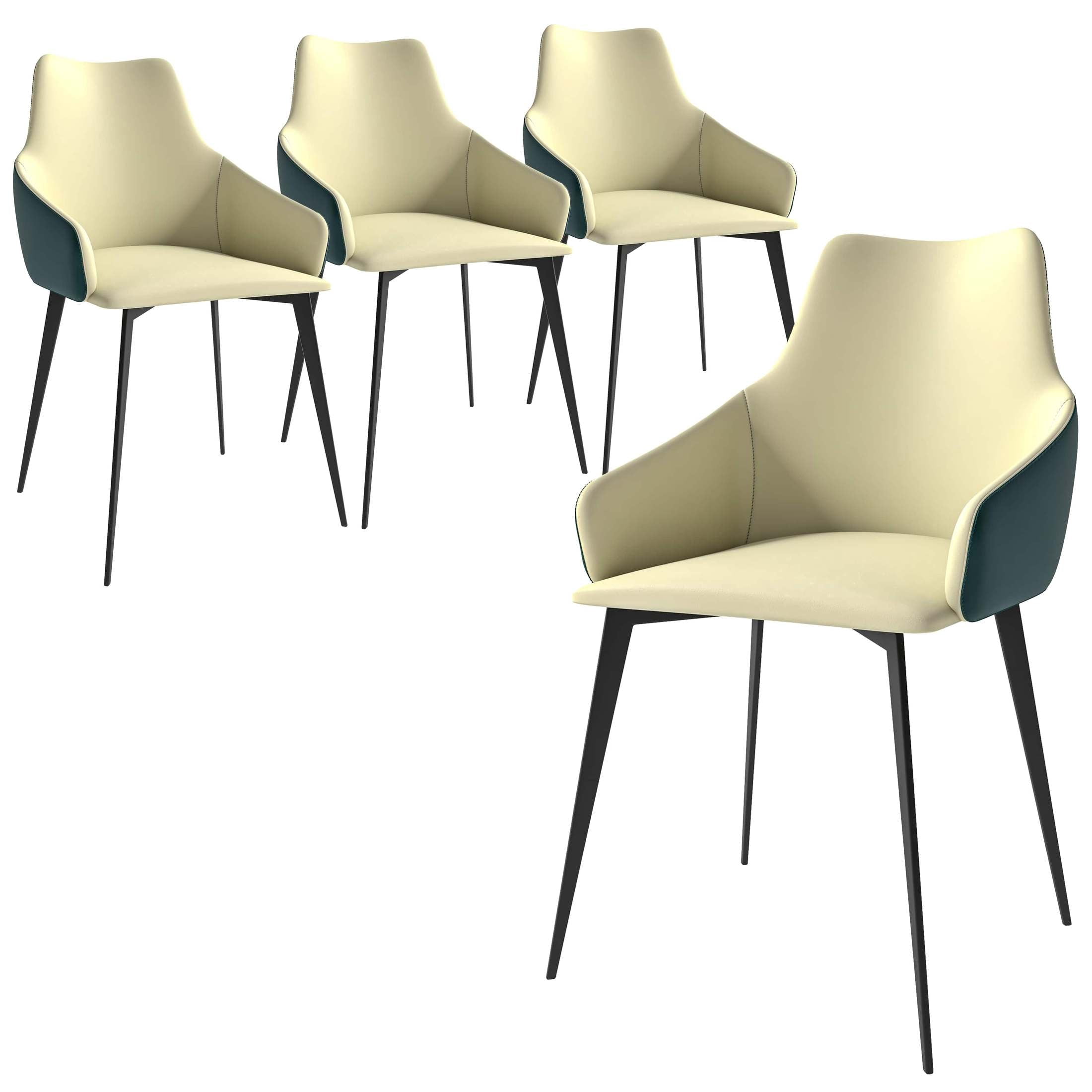 LeisureMod Dining Chair Ergonomic Armchairs Upholstered in Fabric with ...
