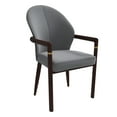 thumbnail image 1 of LeisureMod Dining Chair in Leather Upholstery Kitchen Chair Ergonomic Armchair with Rubberwood Base and Gold Accents Padded Seat and Back for Modern Home and Office Opaline Series in Grey, 1 of 10