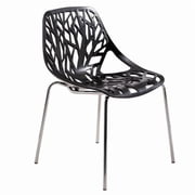 LeisureMod Dining Chair with Molded Polypropylene Seat and Chrome Legs Tree-Inspired Cutout Back Design Stackable for Modern Home, Kitchen, Cafes Asbury Collection