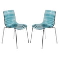 thumbnail image 1 of LeisureMod Dining Chair in Polycarbonate with Chrome Legs and Ripple Design Lightweight Easy Assembly for Modern Home, Kitchen, Cafes Astor Collection Set of 2, 1 of 9