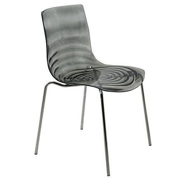 LeisureMod Dining Chair in Polycarbonate with Chrome Legs and Ripple Design Lightweight Easy Assembly for Modern Home, Kitchen, Cafes Astor Collection