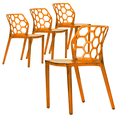 thumbnail image 1 of LeisureMod Dining Chair Stackable Accent Side Chair Transparent Modern Kitchen Chair with Honeycomb Back Design for Dining Room and Kitchen Dynamic Collection in Transparent Orange Set of 4, 1 of 8
