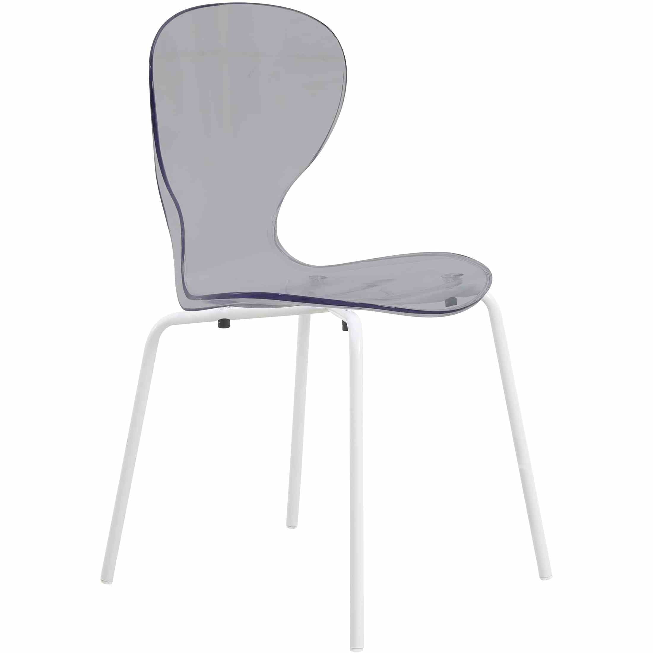 Oyster Transparent Black Plastic Side Chair with Stainless Steel Legs