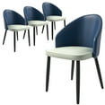 thumbnail image 1 of LeisureMod Dining Chair Upholstered in Leather with Curve-Back Design and Wood Leg for Modern Home and Kitchen Set of 4 Paradiso Collection  in Blue/White, 1 of 12
