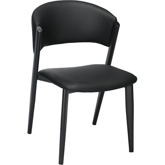 LeisureMod Aspen Modern Leather Dining Chair – Armless Side Chair with Black Iron Frame, Upholstered Accent Chair for Kitchen, Dining Room, or Office