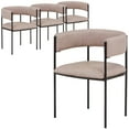 thumbnail image 1 of LeisureMod Dining Chair Upholstered in Leather with Padded Seat and Open Back Design Powder-Coated Iron Frame for Modern Home, Kitchen, or Office Cyril Collection Set of 4 in Taupe, 1 of 12