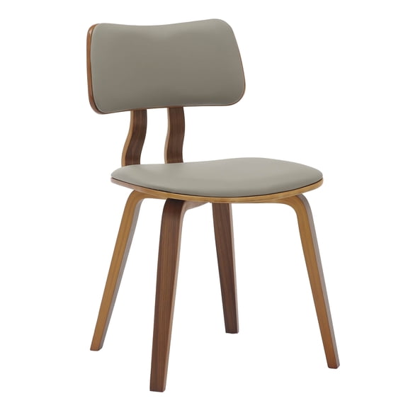 LeisureMod Dining Chair Upholstered in Leather with Poplar Wood Frame and Open-Back Design for Modern Home, Kitchen, Living Room, Cafes Clivo Collection in White