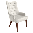 thumbnail image 1 of LeisureMod Dining Chair Upholstered in Leather Velvet with Diamond-Tufted High Back Design and Stained Rubberwood Legs for Modern Home and Kitchen Spruce Collection in Beige Velvet, 1 of 11