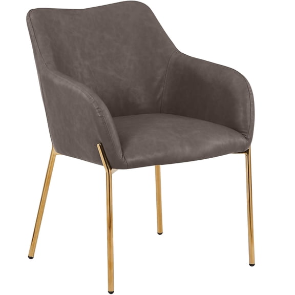 LeisureMod Dining Chair Upholstered in Velvet/Leather/Boucle with Padded Seat Curved Back Design and Gold Chrome Iron Legs for Modern Home, Kitchen, Office, Cafes Zaire Collection