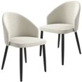 thumbnail image 1 of LeisureMod Dining Chair Upholstered in Boucle with Curve-Back Design and Wood Leg for Modern Home and Kitchen Set of 2 Paradiso Collection in White, 1 of 11