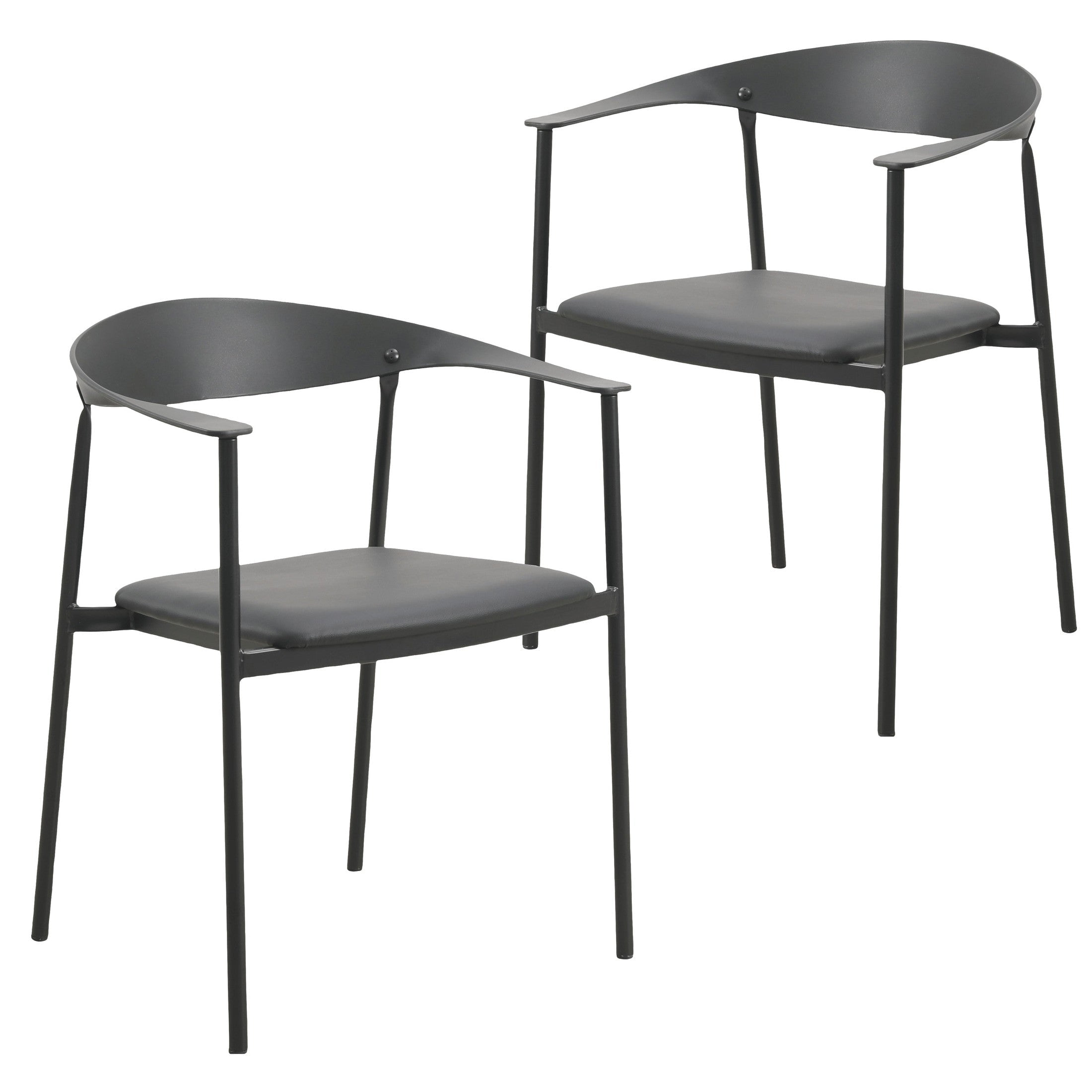 LeisureMod Dining Chair Upholstered in Leather with Stainless Steel ...