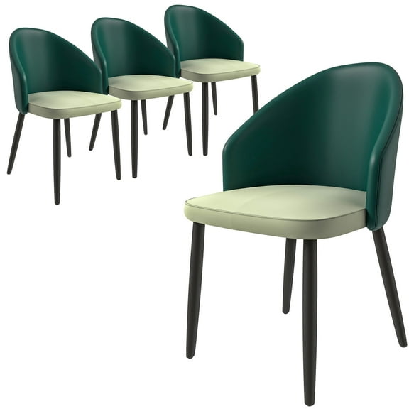 LeisureMod Dining Chair Upholstered inFabric with Curve-Back Design and Wood Leg for Modern Home and Kitchen Set of 4 Paradiso Collection in Green/Light Grey
