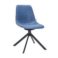 thumbnail image 1 of LeisureMod Markley Modern Dining Chair – Leather Upholstered, 360° Swivel, Ergonomic Design, Powder-Coated Iron Legs – Ideal for Home, Kitchen, Restaurants, and Cafes in Blue, 1 of 13