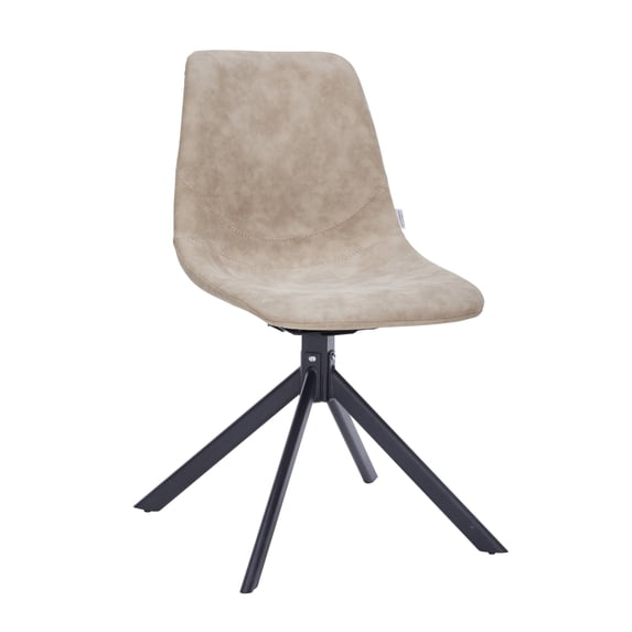 LeisureMod Markley Modern Dining Chair – Leather Upholstered, 360° Swivel, Ergonomic Design, Powder-Coated Iron Legs – Ideal for Home, Kitchen, Restaurants, and Cafes in Taupe