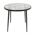 thumbnail image 1 of LeisureMod Dining Table in Aluminum with Tempered Glass Top and Floral Cutout Design Painted Finish Indoor and Outdoor Use for Modern Home, Patio, Backyard, Living Room Devon Collection in Black, 1 of 8
