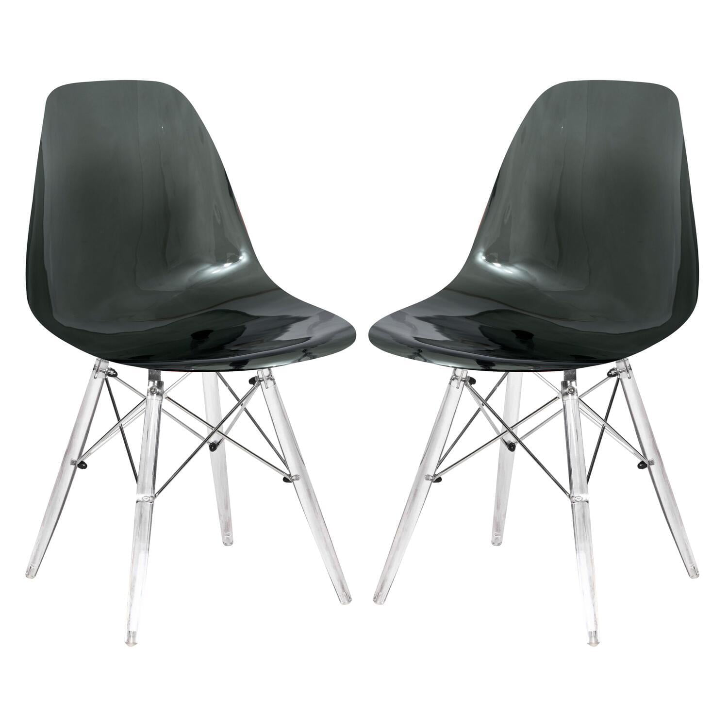 Elegant Dover Transparent Black Metal Cross Back Side Chair
