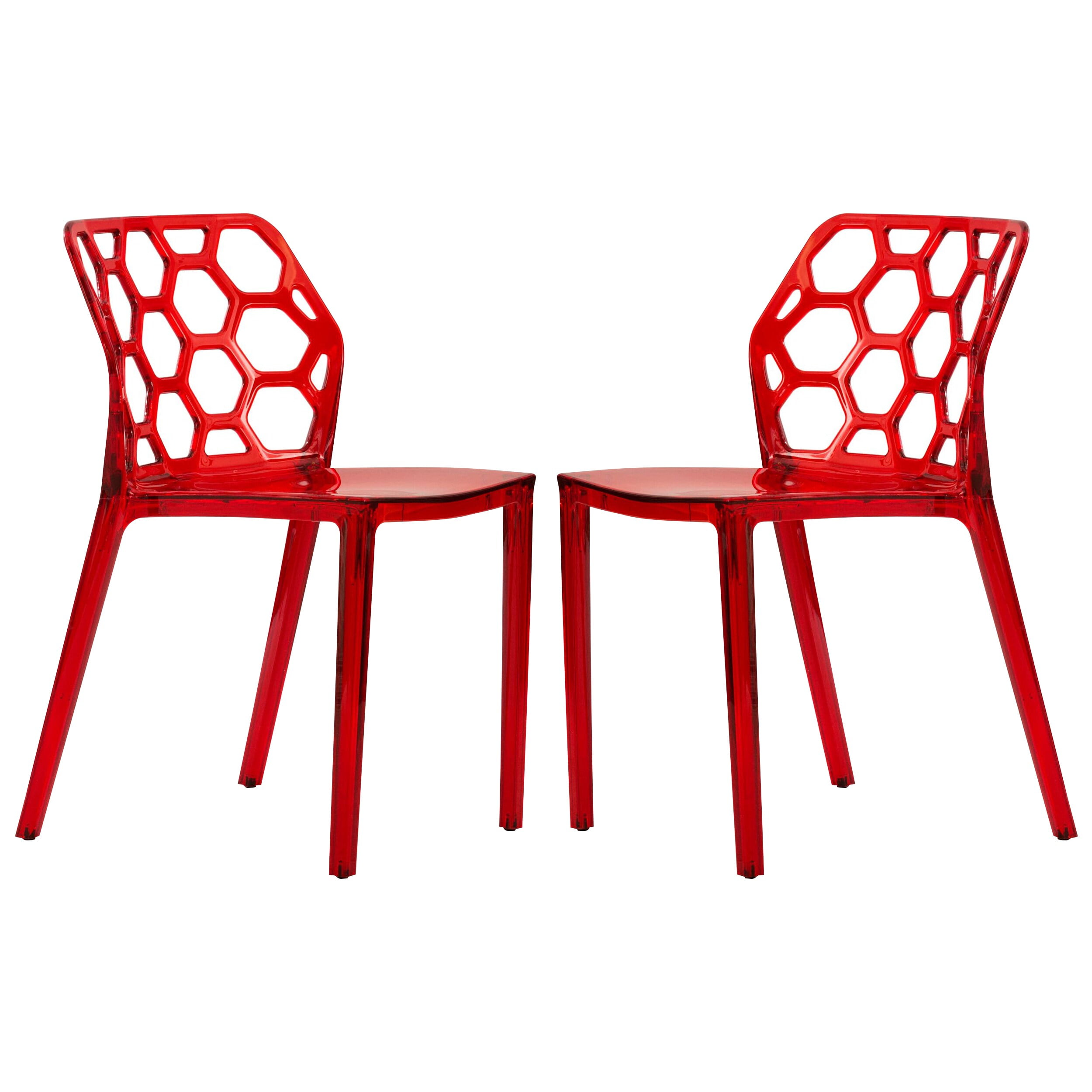 High Transparent Red Metal Side Chair