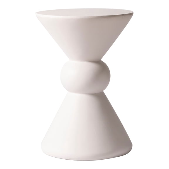 LeisureMod Modern Side Table Round Fiberstone Top Accent End Table for Home, Outdoor Patio, Living Room Sofa, Weather-Resistant, Echo Series in Cream