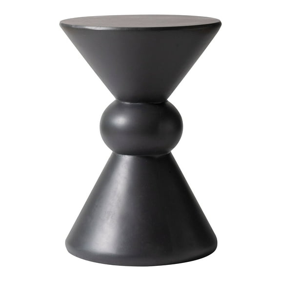 LeisureMod Modern Side Table Round Fiberstone Top Accent End Table for Home, Outdoor Patio, Living Room Sofa, Weather-Resistant, Echo Series in Dark Grey