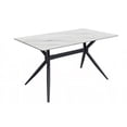 thumbnail image 1 of LeisureMod Elega Series Modern 62” Dining Table with Sintered Stone or Glass Rectangular Top and Black Stainless Steel Base in White, 1 of 10