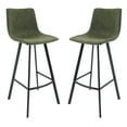 thumbnail image 1 of LeisureMod Elland Modern Upholstered Leather Bar Stool Kitchen Counter Stools with Iron Legs & Footrest Set of 2 In Olive Green, 1 of 8