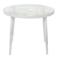thumbnail image 1 of LeisureMod End Table in Aluminum with Tempered Glass Top and Floral Cutout Design Painted Finish Indoor and Outdoor Use for Modern Home, Patio, Backyard, Living Room Devon Collection in White, 1 of 10
