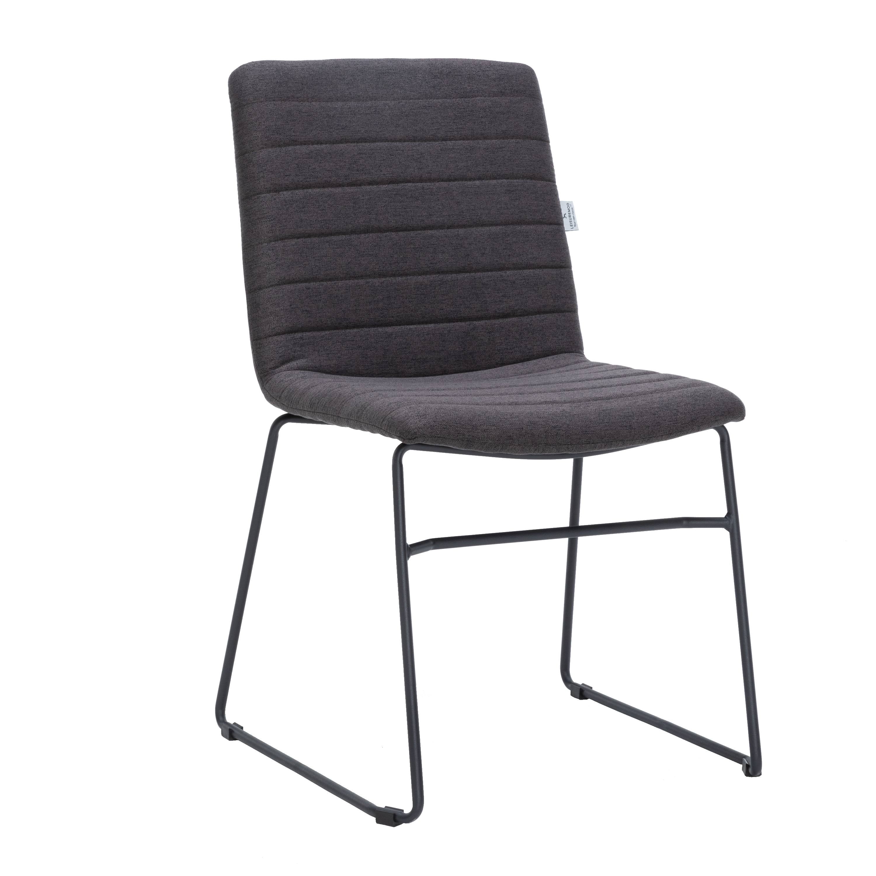 LeisureMod Ergonomic Office Chair Upholstered Guest Side Chair Padded Seat and Back Desk Chair with Powder-Coated Stainless Steel Base Zylar Collection in Brown