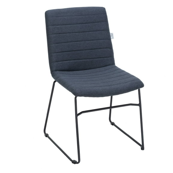 LeisureMod Ergonomic Office Chair Upholstered Guest Side Chair Padded Seat and Back Desk Chair with Powder-Coated Stainless Steel Base Zylar Collection in Dark Blue