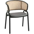 thumbnail image 1 of Leisuremod Ervilla Mid Century Modern Dining Chair With Stainless Steel Legs Velvet Seat and Wicker Back, Contemporary Dining Arm Chairs for Kitchen and Dining Room (Grey), 1 of 10