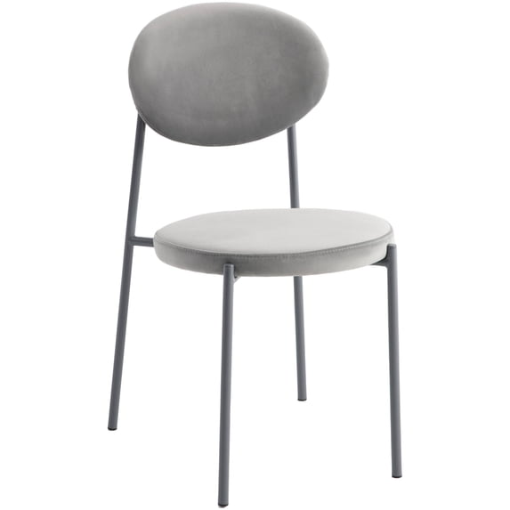 LeisureMod Euston Modern Velvet Dining Chair Kitchen Side Chair with Grey Powder Coated Steel Frame in Grey