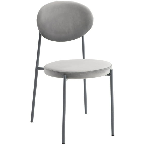 LeisureMod Euston Modern Velvet Dining Chair with Grey Steel Frame