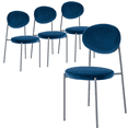 thumbnail image 1 of LeisureMod Euston Modern Velvet Dining Kitchen Side Chair with Powder Coated Grey Steel Frame, Set of 4 (Navy Blue), 1 of 11