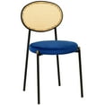 thumbnail image 1 of LeisureMod Euston Modern Wicker Dining Chair with Velvet Round Seat in Navy Blue, 1 of 11