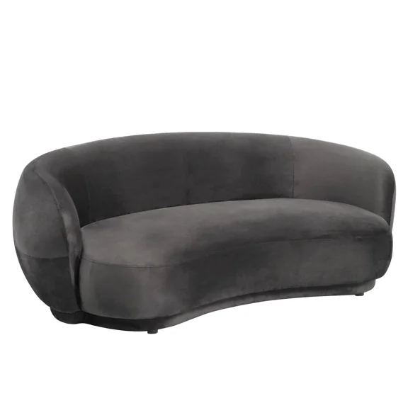 LeisureMod Faze Modern 3-Seater Velvet Sofa with Curved Backrest and Pine Wood Base for Living Rooms, Offices, or Lounges