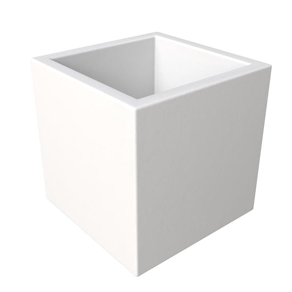 LeisureMod Fern Fiberstone and MGO Clay Planter, Mid-Century Modern Square Planter Pot for Indoor and Outdoor (White, 20 Inch)