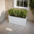 thumbnail image 1 of LeisureMod Flora Fiberstone and MGO Clay Planter, Mid-Century Modern Rectangular Planter Pot for Indoor and Outdoor in Grey (24" Height), 1 of 9