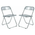 thumbnail image 1 of LeisureMod Folding Dining Chair in Acrylic with Chrome Steel Frame and Open-Back Design for Modern Home, Kitchen, Cafes Lawrence Collection Set of 2, 1 of 17