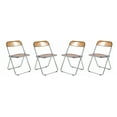 thumbnail image 1 of LeisureMod Folding Dining Chair in Acrylic with Chrome Steel Frame and Open-Back Design for Modern Home, Kitchen, Cafes Lawrence Collection Set of 4, 1 of 18