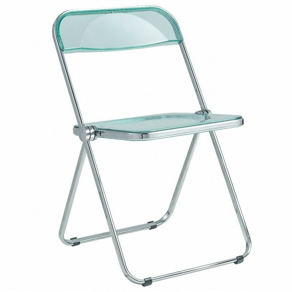 LeisureMod Folding Dining Chair in Acrylic with Chrome Steel Frame and Open-Back Design for Modern Home, Kitchen, Cafes Lawrence Collection