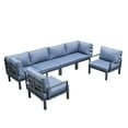 thumbnail image 1 of LeisureMod Hamilton 6-Piece Aluminum Patio Conversation Set With Cushions - Charcoal Blue, 1 of 17