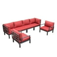thumbnail image 1 of LeisureMod Hamilton 6-Piece Aluminum Patio Conversation Set With Cushions - Red, 1 of 17