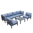 thumbnail image 1 of LeisureMod Hamilton 7-Piece Aluminum Patio Conversation Set With Coffee Table And Cushions-Color:Aluminum,Material:Aluminum, 1 of 20