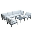 thumbnail image 1 of LeisureMod Hamilton Modern 7-Peice Modular Outdoor Sectional Aluminum Patio Conversation Set with Coffee Table & Light Gray Cushions, 1 of 20