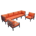 thumbnail image 1 of LeisureMod Hamilton Modern 6-Peice Modular Outdoor Sectional Aluminum Patio Conversation Set with Orange Cushions, 1 of 17
