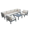 thumbnail image 1 of LeisureMod Hamilton Modern 7-Peice Modular Outdoor Sectional Aluminum Patio Conversation Set with Coffee Table & Beige Cushions, 1 of 20